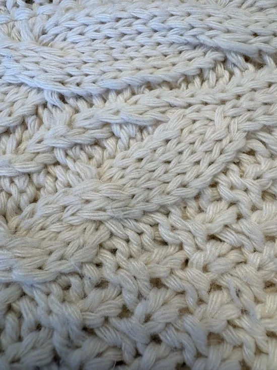 Taylor Swift Folklore Cream Cable Knit Cardigan with Black Trim and Star Elbows - Picture 9 of 16